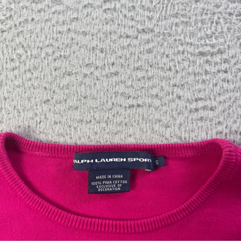 Ralph Lauren Sport Sweater Womens Small Pink Crest Embroidered Pullover Preppy - Picture 4 of 6